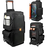 Speaker Case Compatible with JBL PartyBox 320,Bottomless Speaker Dust Cover Storage Bag Fits for JBL PartyBox 310 for Outdoor Travel,Black+Orange,Portable Cover Only,(Without Wheels and Pull Rod)