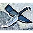 Poshland Leather Wrapped Handle with hand carved eagle head shape viking knife with Original Cow leather Sheath - Survival, Camping, Tactical, and Outdoor Knife