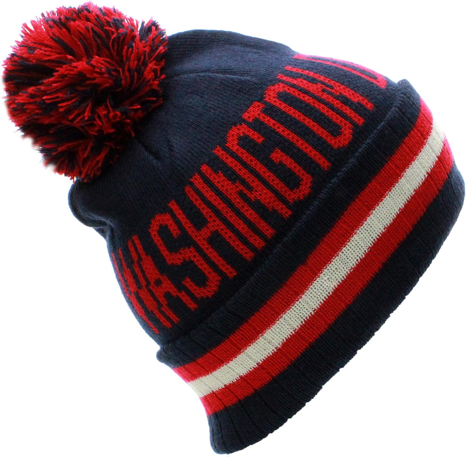 US Cities Washington DC Block Letters Cuff Beanie Knit Pom Pom Hat Cap