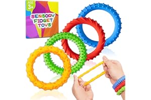 UIIOPJIOM Sensory Fidget Toys for Kids Toddlers Stocking Stuffers 4PC Stretchy Texture Fidgets Bracelet for Autism ADHD Boy Quiet Figette Anxiety Relief Silent Calm Down Silicone Stress Toy Classroom Prizes