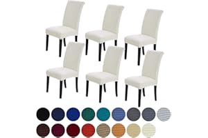 Howhic Stretch Chair Covers for Dining Room Set of 6, Removable Washable Dining Room Chair Covers, Dining Chair Slipcovers Seat Protector, Great for Home and Banquet Decoration (Ivory, 6 Pack)