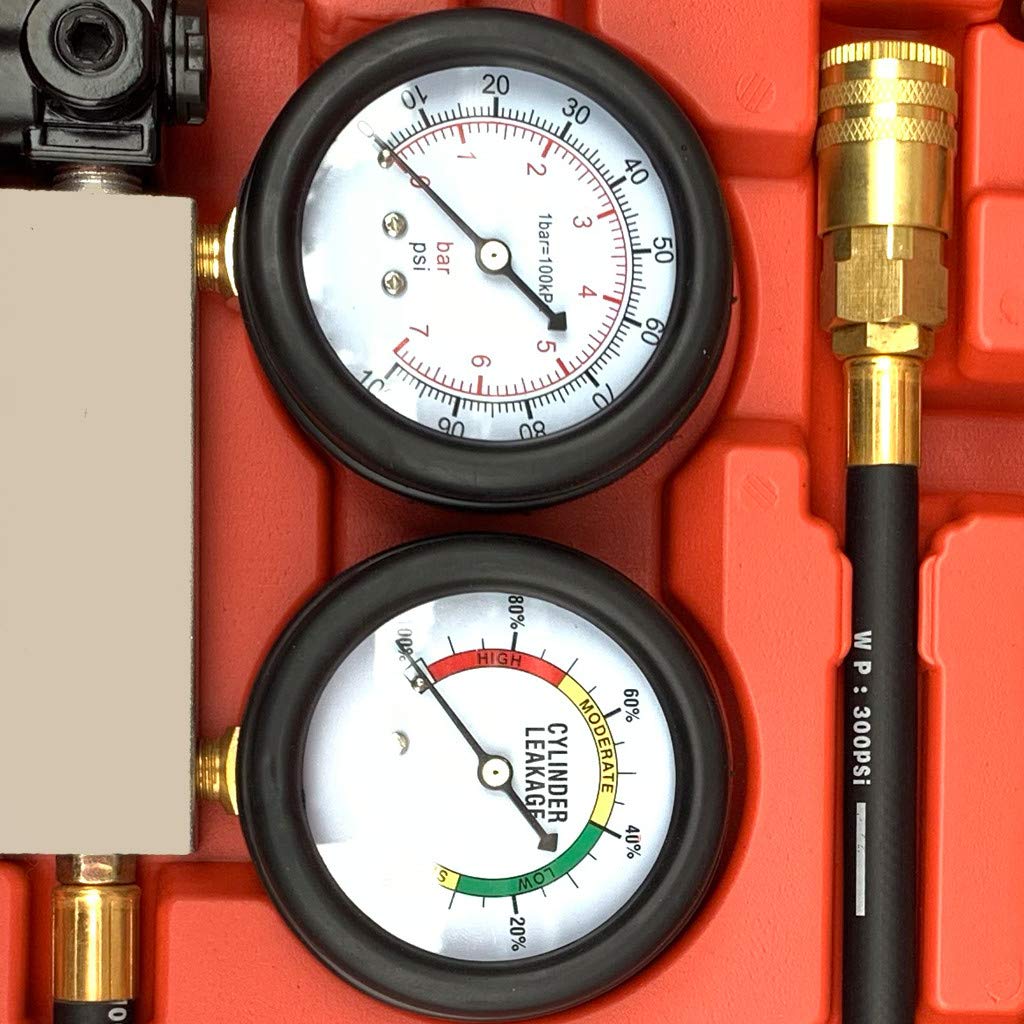 Cylinder Leak Detector & Engine Compression Tester set with 480mm Flexi Hose Fuel Pump Vacuum
