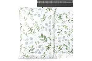 GENERIC AnyDesign 100Pcs Greenery Poly Mailers 10 x 13 Inch Watercolor Eucalyptus Leaves Packaging Bags Self-Sealing Plastic Mailing Envelopes Bags for Small Business