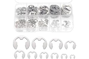 E-Clip Snap Ring Assortment Kit – 120-Piece Stainless Steel Retaining Ring Set in 10 Sizes (M1.5–M10), Circlip Fasteners with