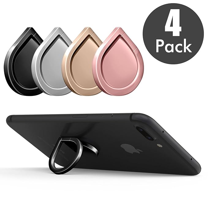 [4 Pack] Leathlux Ring Ständer Handy, 360° Drehbarer Ringhalter Fingerhalter Smartphone Ständer Halter Finger-Halterung für S