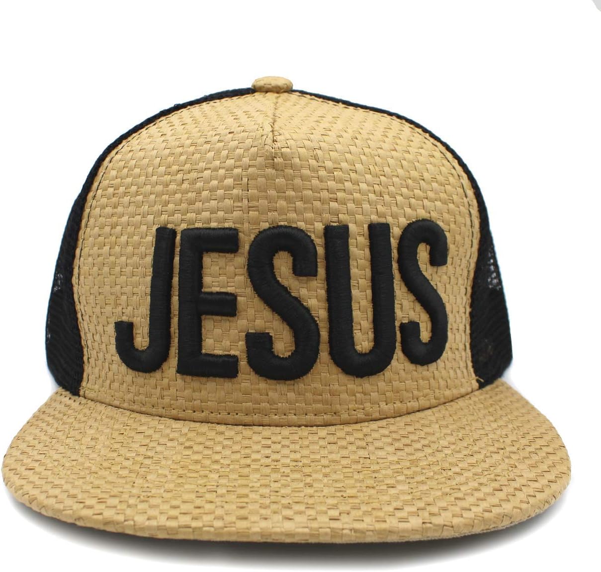 Risen Apparel Jesus Straw Trucker hat Snapback Black and Brown