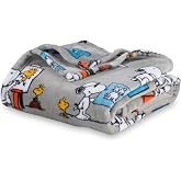 Berkshire Blanket Peanuts&reg; VelvetLoft&reg; Cute Character Snoopy Plush Oversized Throw Blanket, Peanuts Snoopy's Art Class Grey (50in x 60in)