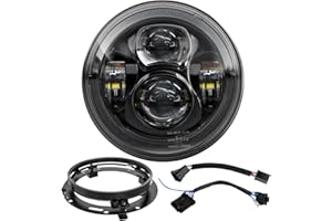 4X4FLSTC 7 Inch LED Motorcycle Headlight Headlamp High Low Beam for Touring Street Glide Road King Fatboy Heritage Softail Switchback Electra Glide Ultra Classic with Bracket Mounting Ring DOT Black