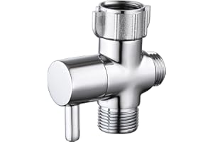 Hsmhose Bidet T Adapter with Shut off Valve, Metal T Valve for Bidet 7/8” X 7/8” X 1/2”or 3/8”, Tee Connector Bidet Attachment for Handheld Toilet Spray