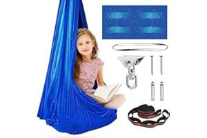 ALEANU Sensory Swing for Kids and Adult Indoor Outdoor, Kids Hammock Swing Chair with 360°Swivel Hanger Kit Holds up to 300lbs,Therapy Cuddle Swing for Autism ADHD