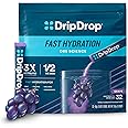 DripDrop Hydration Packets - Grape - Single Serve Electrolytes Powder Drink Mix - Non-GMO, Gluten Free, Vegan - 32 Sticks