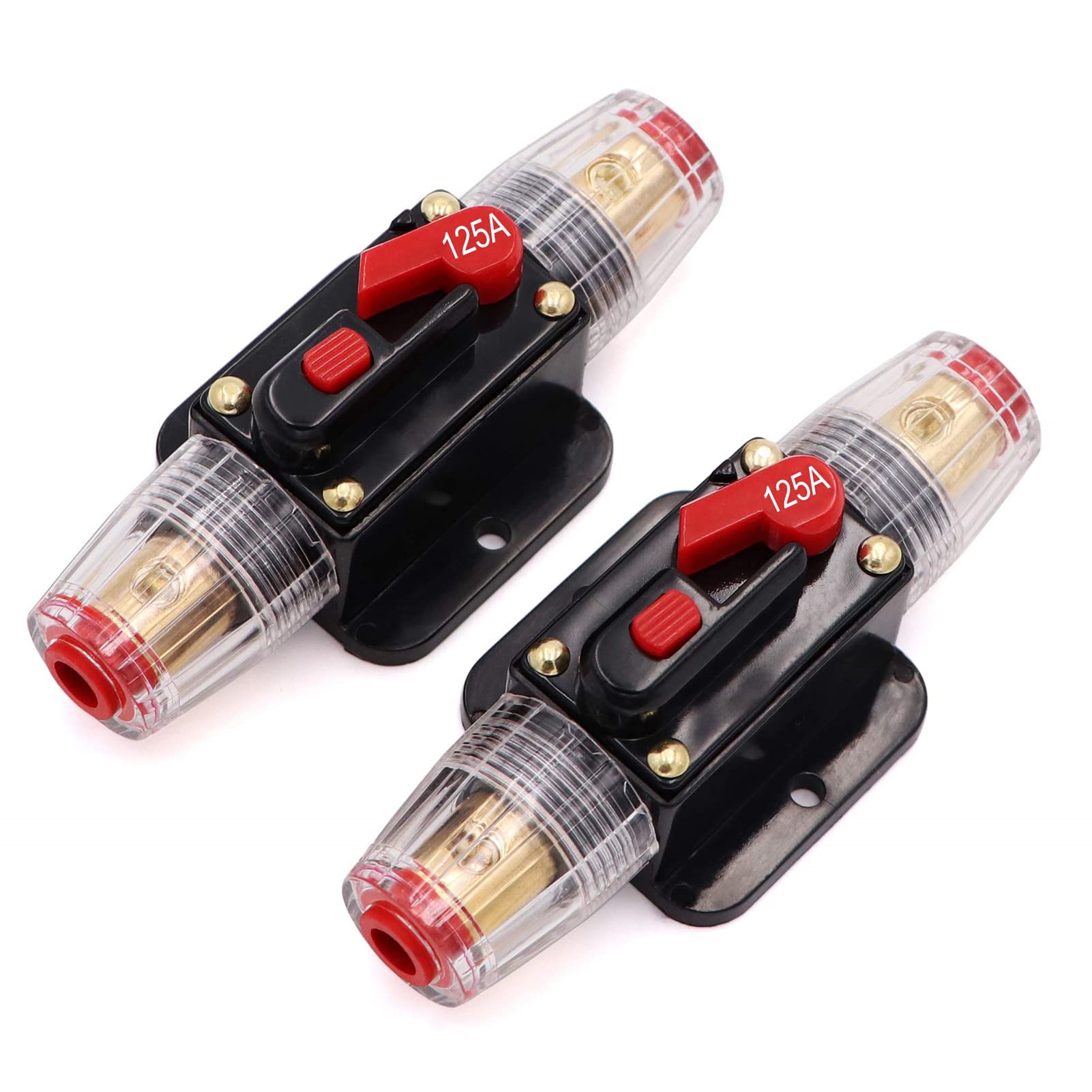 Photo 1 of 2 Piece 125A Circuit Breaker 12V with Manual Reset,125 amp Inline Fuse Holder for Car Audio, Marine Boat, Stereo Switch and Solar Inverter System