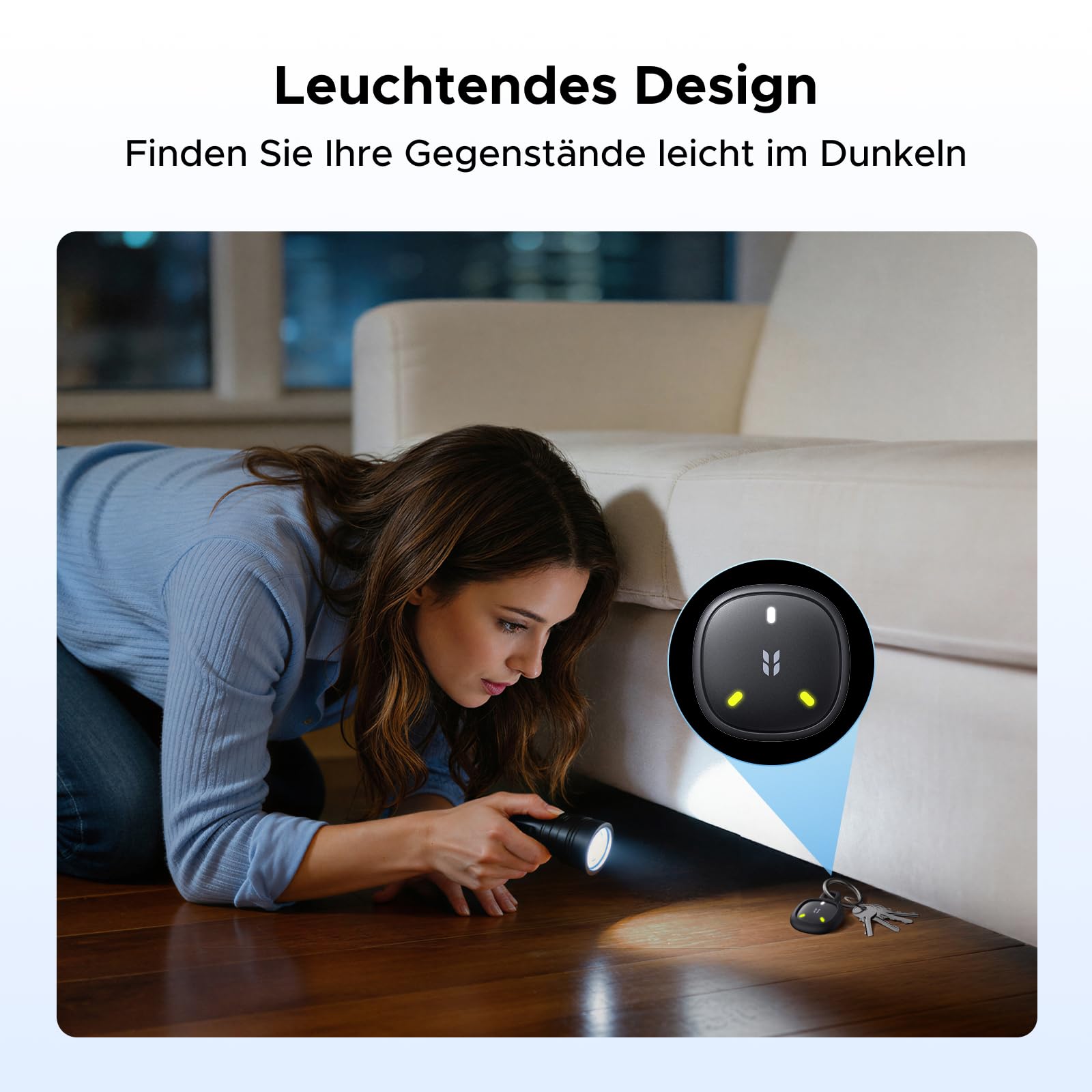 UGREEN FineTrack Mini 2 kompatibel mit Apple Find My (nur iOS), Schlüsselfinder mit 110dB Signalton, Leuchtendes Design, IP68, Tracker für Koffer, Keys, Rucksack (4 Pack) 4
