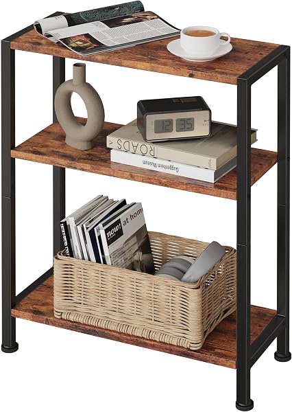 Vantimo 3-Tier Side Table, Small End Table, Sofa Side Table for Narrow Spaces, Slim End Table, Nightstand Table, for Living R