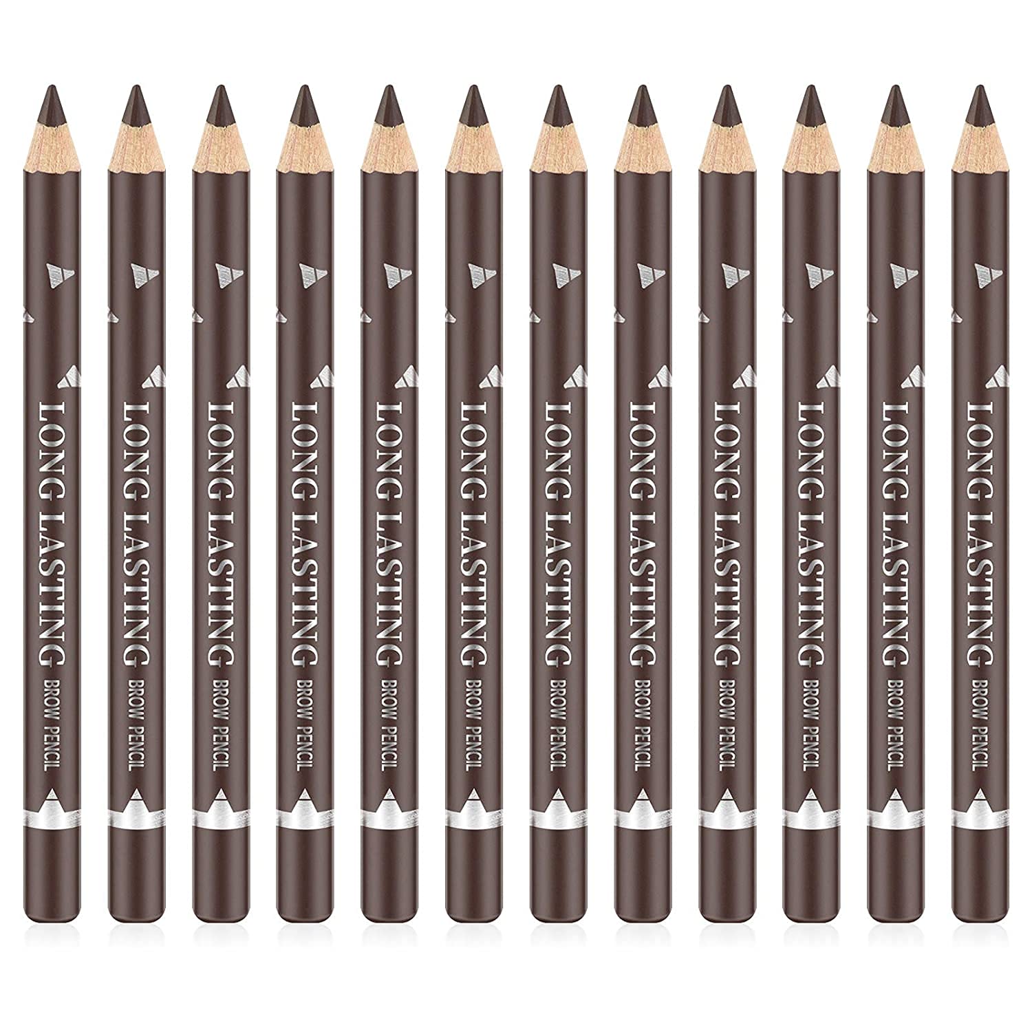 Go Ho 12 PCS Brown Eyebrow Eyeliner Pencil Set, Waterproof Eyebrow Pencil,Long-lasting Sweat-proof Eyeliner Makeup Brow Tint Pen（Dark Brown） — image 1