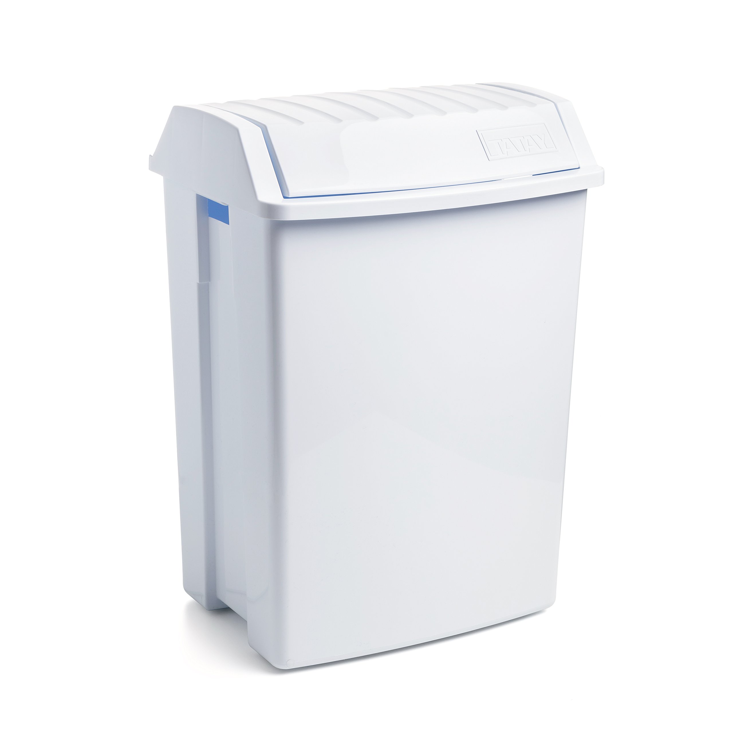 TATAY Recycling Bin 49L | Swing Lid Waste Paper Bin | Indoor Use | Fits 30L–50L Bags | BPA-Free Durable Plastic | 40x33.5x57.5 cm, White, Paper