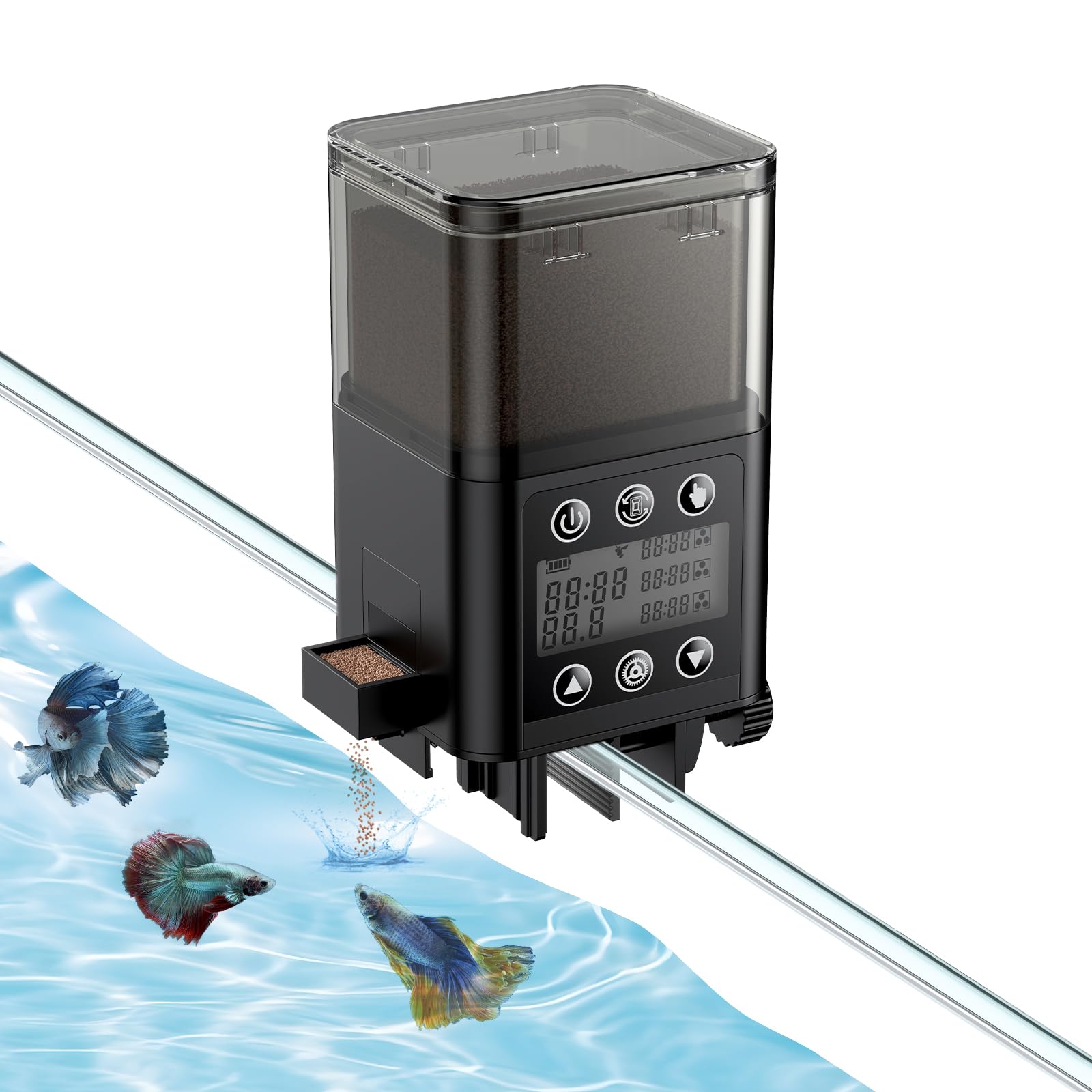 Photo 1 of Pawfly Automatic Fish Feeder for Aquarium, Auto Vacation Timer for Fish Tank 320 ml Adjustable Food Dispenser for Powder Pellets and Granules, Battery Operated