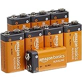 Amazon Basics 8-Pack 9 Volt Alkaline Performance All-Purpose Batteries, 5-Year Shelf Life, Packaging May Vary