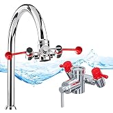 Emergency Eye Wash Station OSHA Approved with Ball Lock Safety Lever - 1 Pk | Adjustable Dual Nozzles, Brass Body, 3 Faucet Adapters, 2 Inspection Tags, 1 Emergency Sign - Eyewash Station OSHA Approved