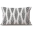 Tribal Black Herringbone Cotton Linen Decorative Throw Pillow Case Cushion Cover Pillowcase for Couch Sofa Bed,12 X 20 Inches
