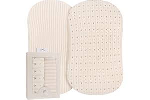 Ely's & Co. Bassinet Sheets, Baby Girl Fitted Bassinet Mattress Sheet Set - 2 Pack, 100% Jersey Knit Cotton, fits Oval, Hourglass and Rectangle Mattress, Pink Linear Floral Collection, 32”x16”x3”