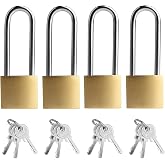 Long Keyed Padlock Waterproof Solid Brass Lock Keys | Same Key Heavy-Duty long padlock with key for Locks Storage Unit School Gym Locker, Fence