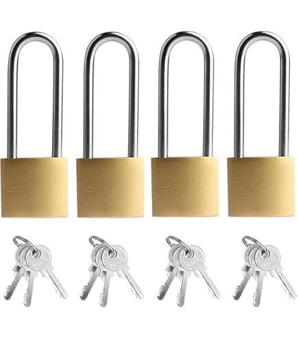Solid Brass Padlock With 3 Keys - 1-9/16 Inch Body 2.5 Inch Long Shackle For Outdoor Use