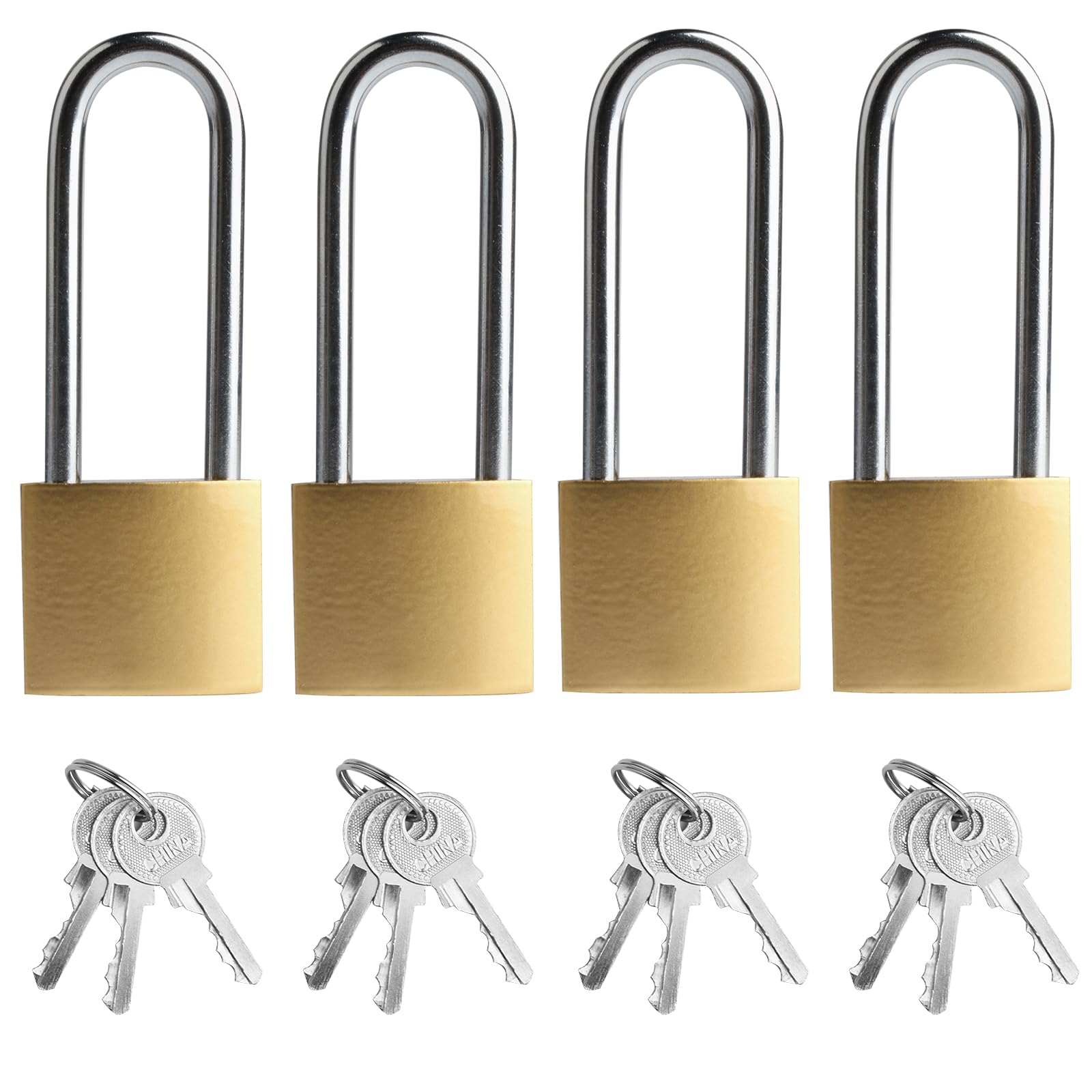 Photo 1 of QBXMY7 4 Pcs Padlock with Keys, 3.4 Inch Long Keyed Padlocks, Shackle Pad Lock with Keys, Lock and Key Set for Outdoor Fence Storage Unit Toolbox Shed Gym Locker Padlocks with Key