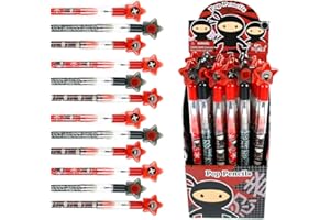 TINYMILLS 24 Pcs Ninjas Multi Point Stackable Push Pencil Assortment with Eraser for Ninja Birthday Party Favor Prize Carnival Goodie Bag Stuffers Classroom Rewards Pinata Fillers
