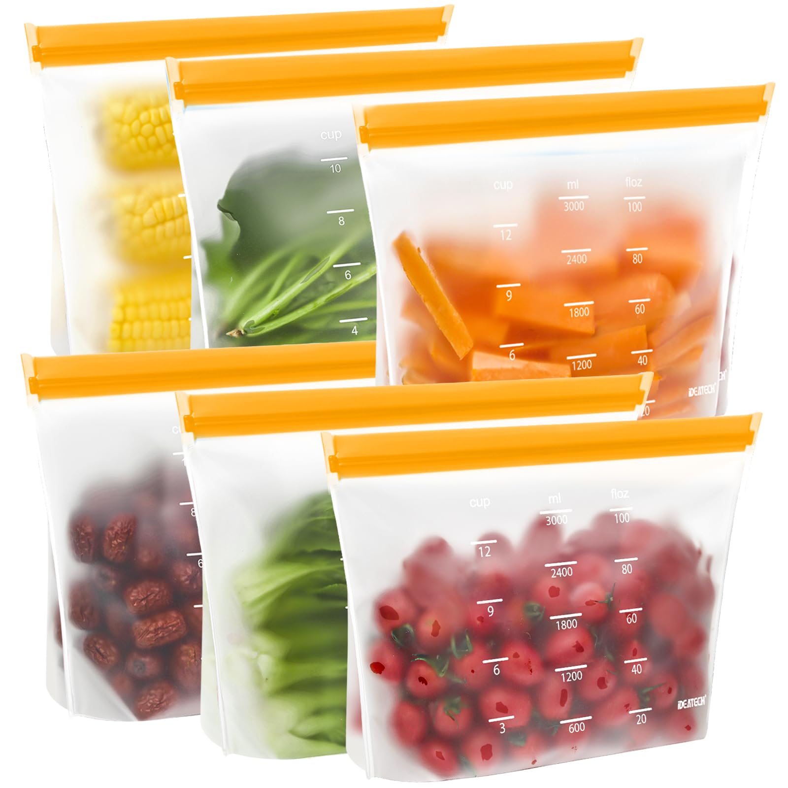 Photo 1 of IDEATECH Reusable Gallon Freezer Bags Dishwasher Safe, Leakproof Reusable Gallon Bags Stand Up, Extra Large & BPA Plastic Free Food Storage Containers for Meats, Veggies(6 Pack)