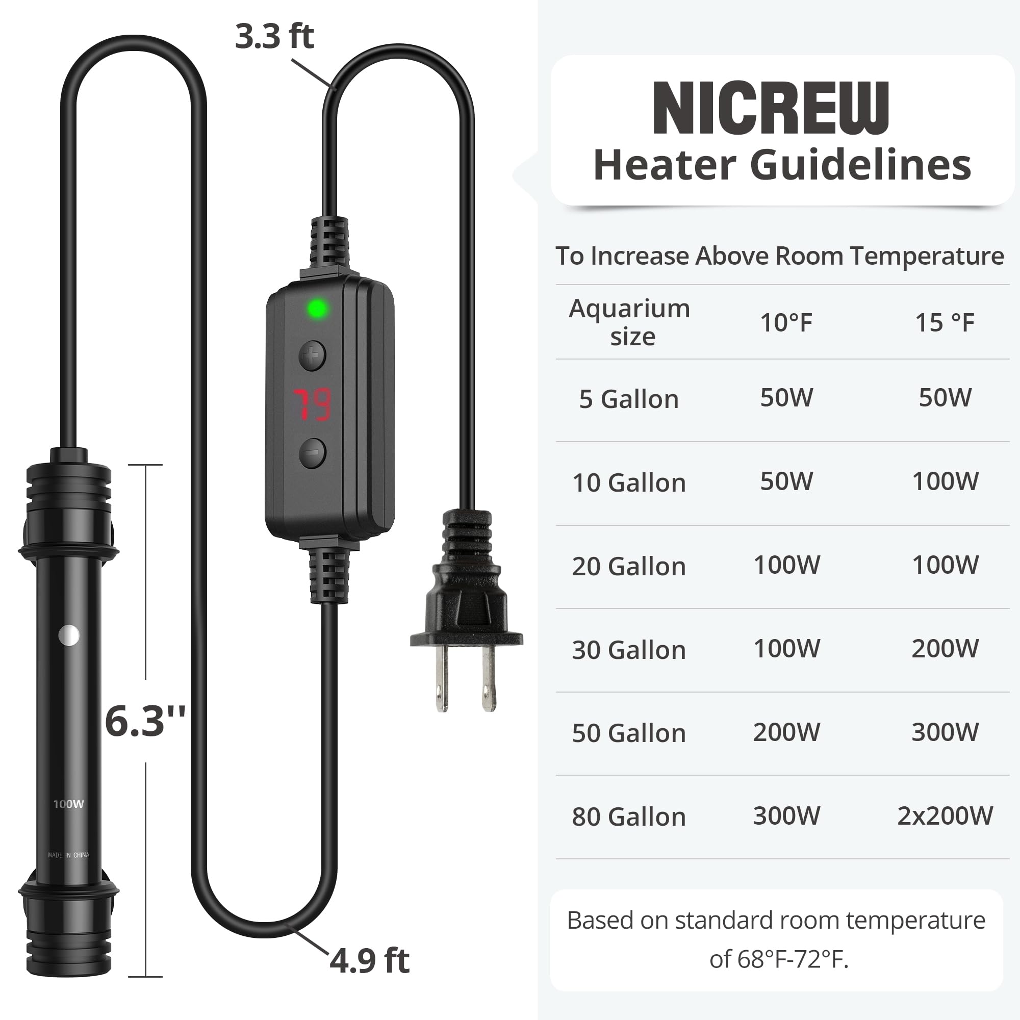 Mua NICREW Aquarium Heater 100W, Temperature Adjustable Fish Tank ...