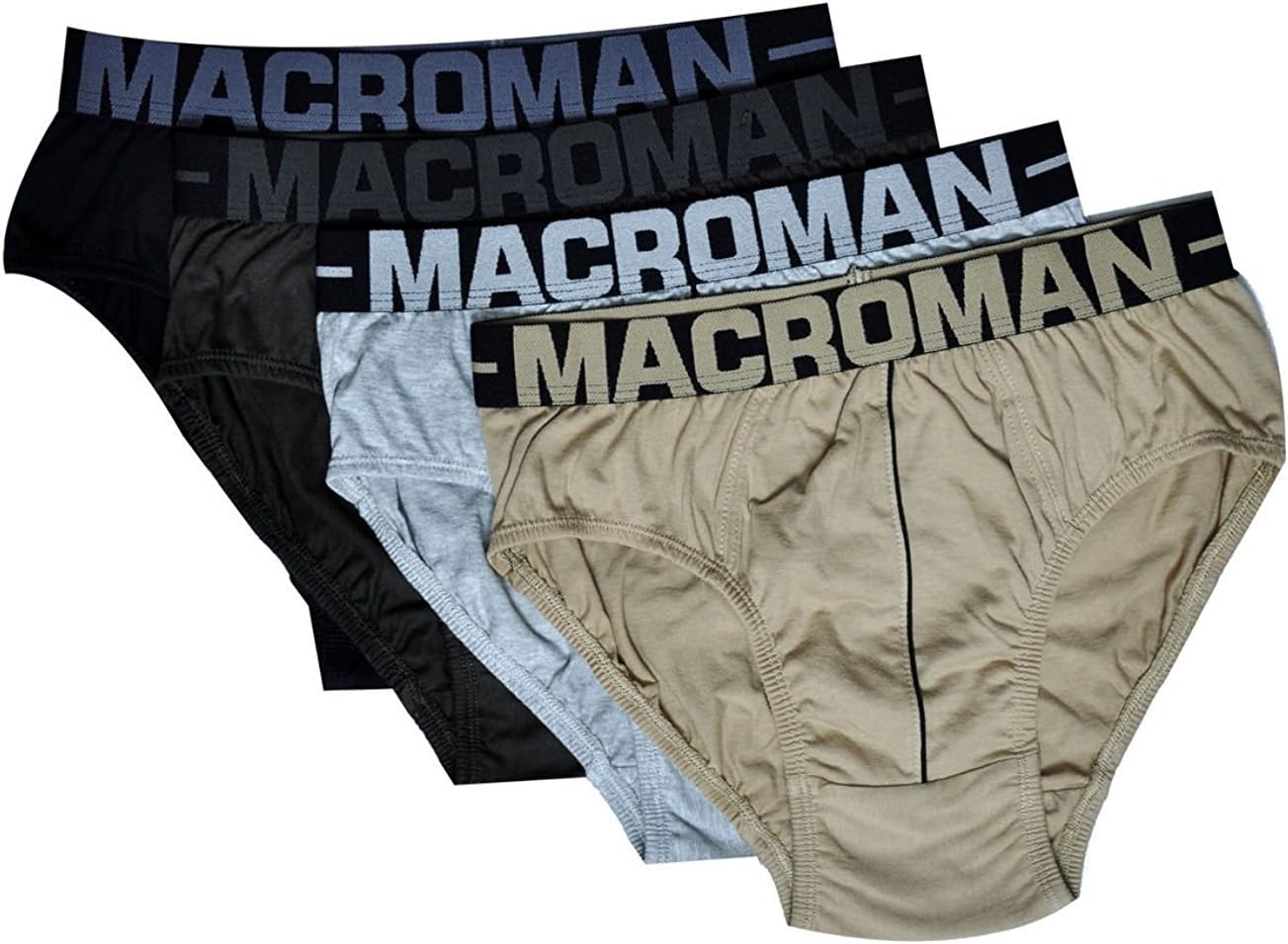 MacroMan Men's Cotton Outer Elastic Briefs - Set of 4