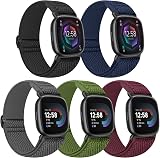 Tiptops 5 Pack Nylon Loop Straps for Fitbit Versa 4 Sense 2 Versa 3 Sense