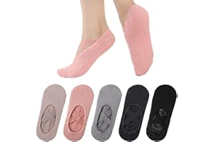scenicamp 5 Pairs Non Slip Pilates Socks for Women with X-Cross Straps, Grippy Yoga Socks, Anti Skid Grip Socks Women for Ref