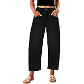 GRAPENT Barrel Jeans for Women Trendy High Waisted Wide Leg Baggy Cropped Relax Fit Stretch Denim Trouser Ankle Pants