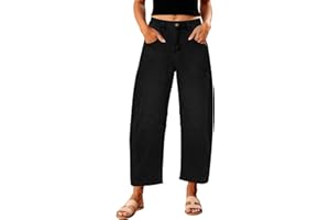 GRAPENT Barrel Jeans for Women Trendy High Waisted Wide Leg Baggy Cropped Relax Fit Stretch Denim Trouser Ankle Pants