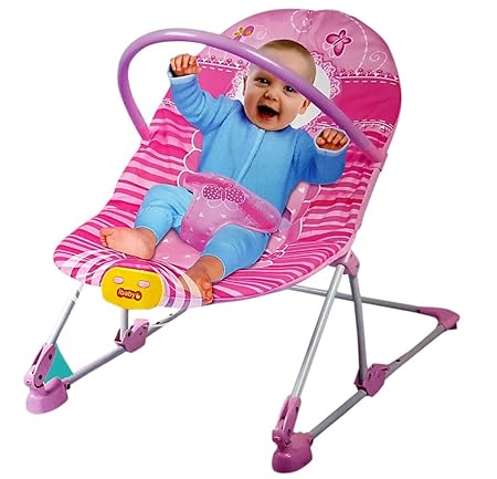 Toyshine Baby Rocker Bouncer Chair Infant to Toddler with Vibration & Music, Pink