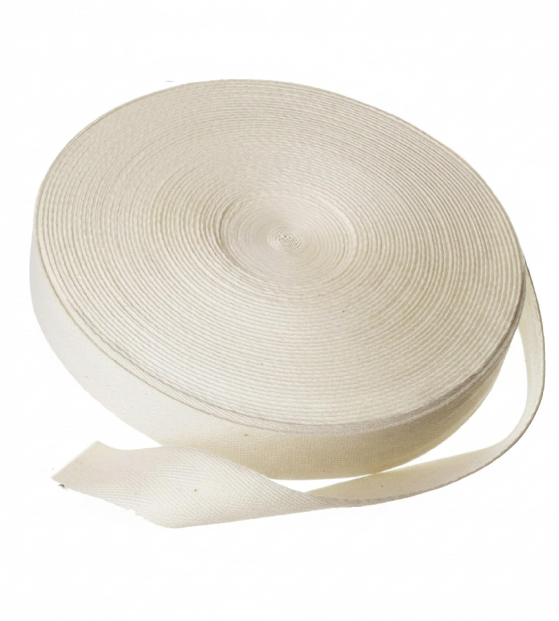 50m Twill Tape Roll, 100% Cotton Ribbon 25mm Soft Webbing Tape for DIY Garment Sewing Craft Dressmaking (Off White)