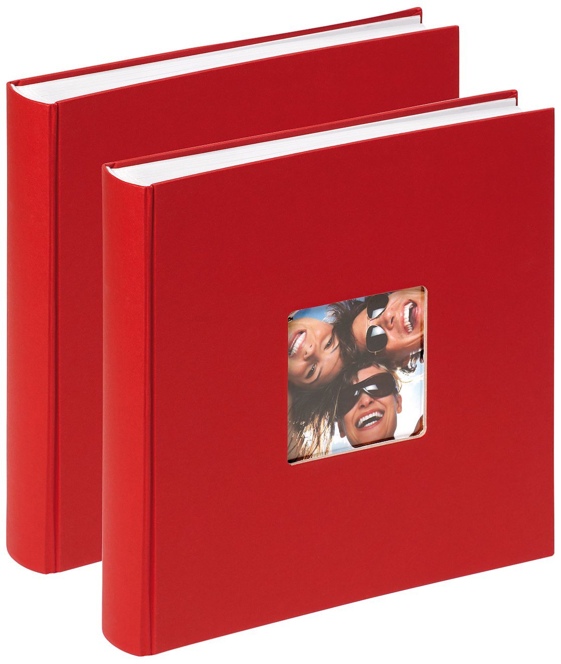 walther Design Photo Album Red 30 x 30 cm with Cover Cut-Out, Double Pack, Fun FA-208-RD