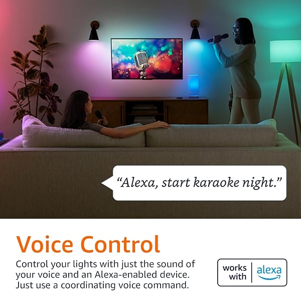 AMAZON BASICS SMART A19 LED LIGHT BULB, COLOR CHANGING, 9W (60W EQUIVALENT), 800LM, WORKS WITH ALEXA ONLY, 2.4 GHZ WI-FI, NO HUB REQUIRED, 4 PACK