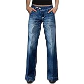 Flamingals Straight Leg Mid Rise Wash Dual Button Butt Lifting Women's Jeans with Pockets