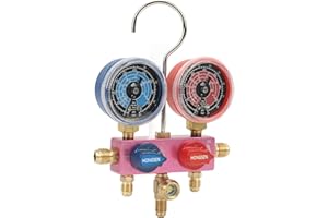 R32 Refrigerant Gauges, Air Conditioning Gauges Diagnostic Manifold Mini G1/4 Metal Knob Air Conditioning Tool for R22 R32 R4