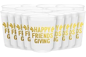 AISOSIKS Happy Friendsgiving Cups,Friendsgiving Party Decorations,Friendsgiving Decorations,Friendsgiving Drinking Cups,Thanksgiving Party Decorations,BZ Friendsgiving Party Supplies(Gold Foil,16 Count,16 Oz.)