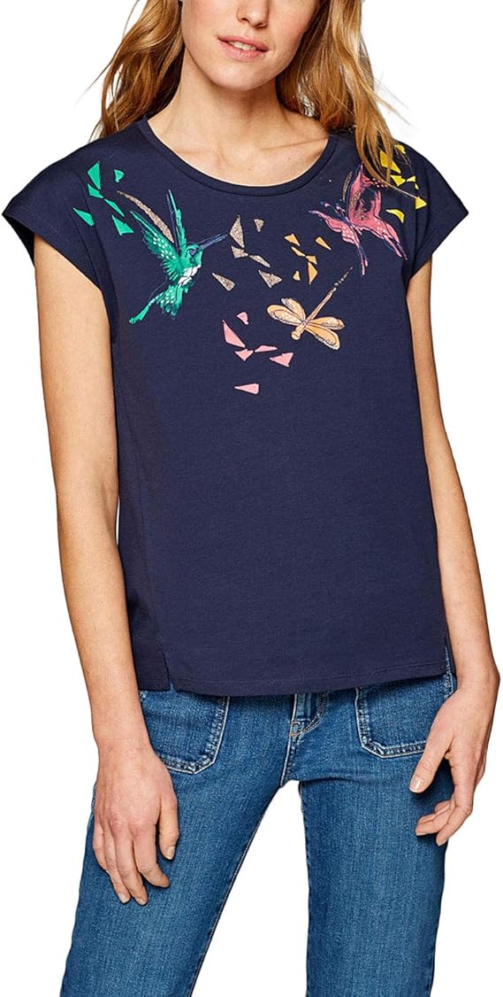 ESPRIT Damen 039EE1K034 TShirt, Blau (Navy 400), (Herstellergröße XXLarge) Amazon.de Bekleidung
