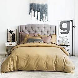 SUSYBAO 100% Cotton Gold Duvet Cover Twin Mustard