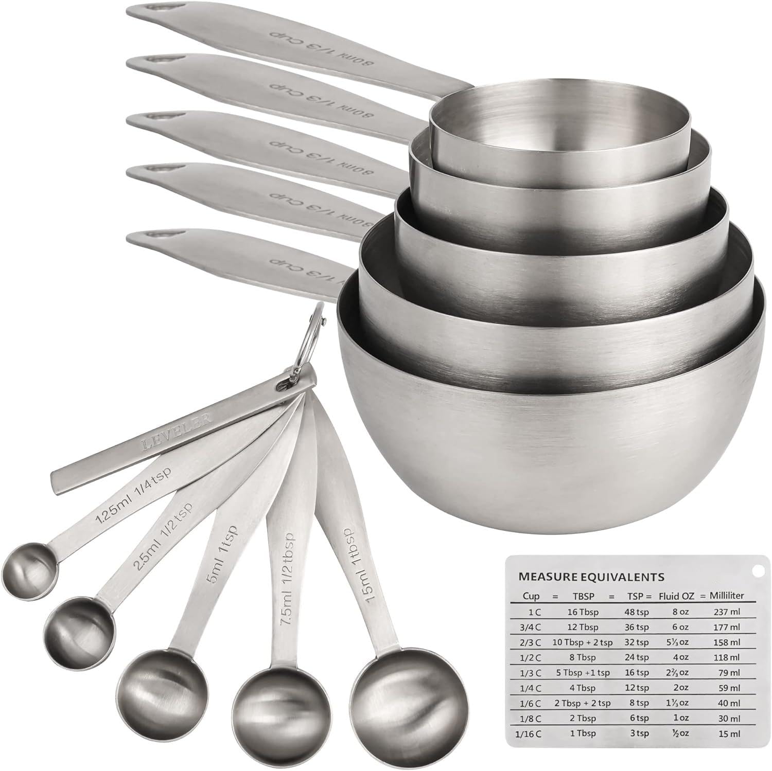 Photo 1 of *MISSING PARTS UNKNOWN*
Smithcraft Measuring Cups and Spoons, 12 Piece Metric & US 18/8 Stainless Steel Measuring Cup and Spoon Set, Dry Metal Measuring Cups Spoons & Leveler & Measure Equivalents for Kitchen & Baking