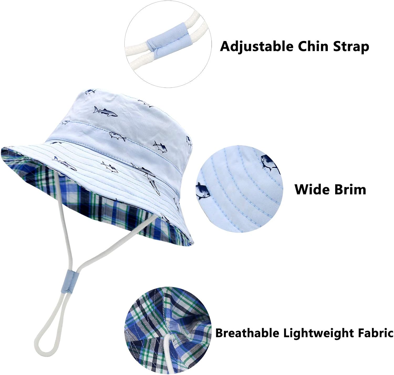 Sarfel Baby Sun Hat Toddler Summer Hats UPF 50+ Baby Bucket Hat Kids Beach Hats for Baby Boys: Clothing