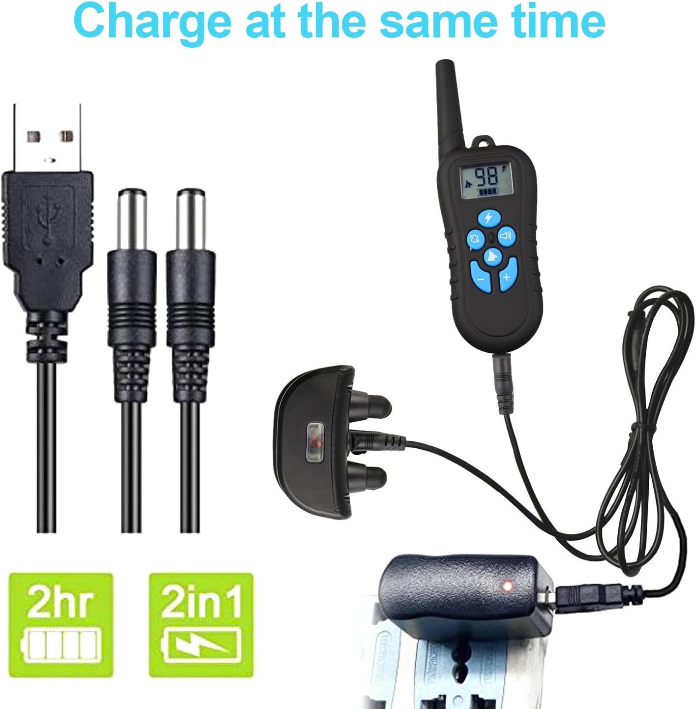 Dog Shock Collar With Remote 1500FT Shock Collar for Dogs IPX7 Waterproof and Rechargeable Dog Training Collar 1-99 Levels Vibration and Shock Collar for Large Dogs and Small Dogs USB Charging