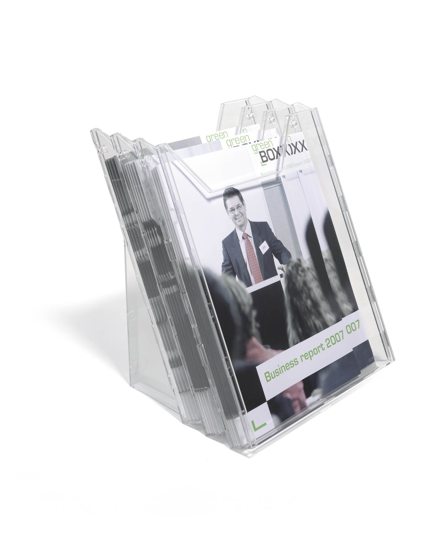 Durable Combiboxx A4 Set | 3 Tray Table Top or Wall Mounted Literature Holder | Transparent | Set of 3 Trays