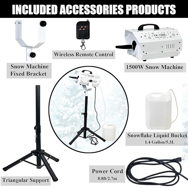 LANGXUN 1500W SNOW MACHINE WITH MANUAL & WIRELESS REMOTE CONTROL | LARGE OUTPUT SNOWMAKING MACHINE FOR INDOOR & OUTDOORS | ADJUSTABLE SNOWFLAKE SIZE | PERFECT FOR CHRISTMAS, WEDDINGS, AND PARTIES